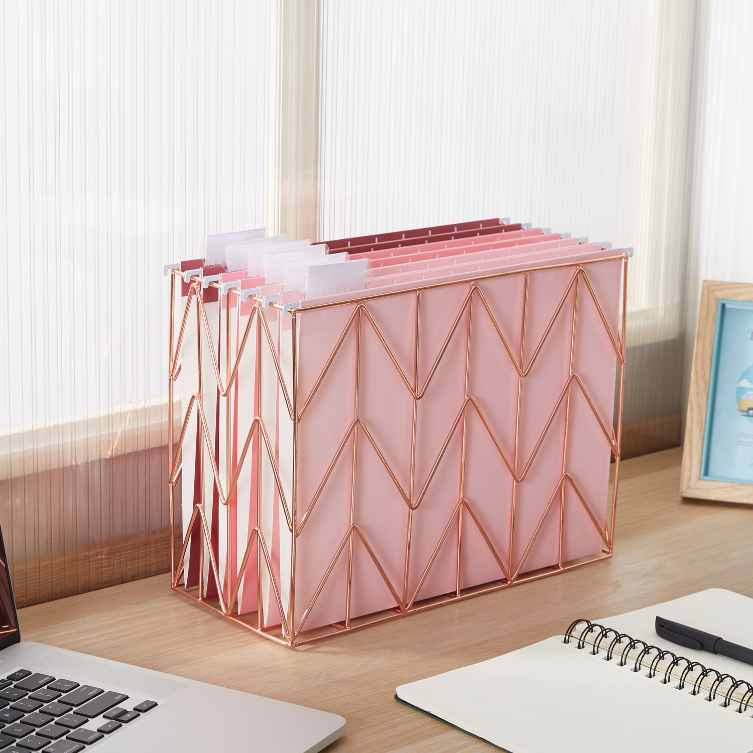 Y YOMA 6 Pack Gradient Hanging File Folders Letter Size Decorative Hanging Folder Pretty File Folder Organizer for Filing Cabinet Office Home with 1/5-Cut Adjustable Tabs, Cute Pink