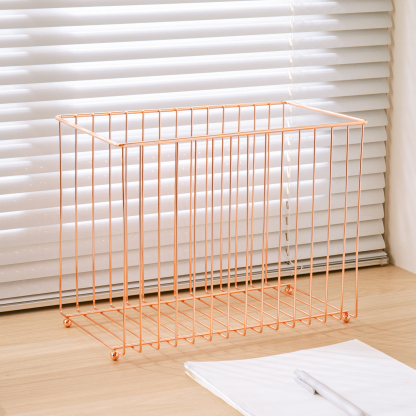 Y YOMA 1 Pack Rose Gold Desktop Hanging File Organizer | Letter Size Metal File Kit for Desk Home Office, I Shaped