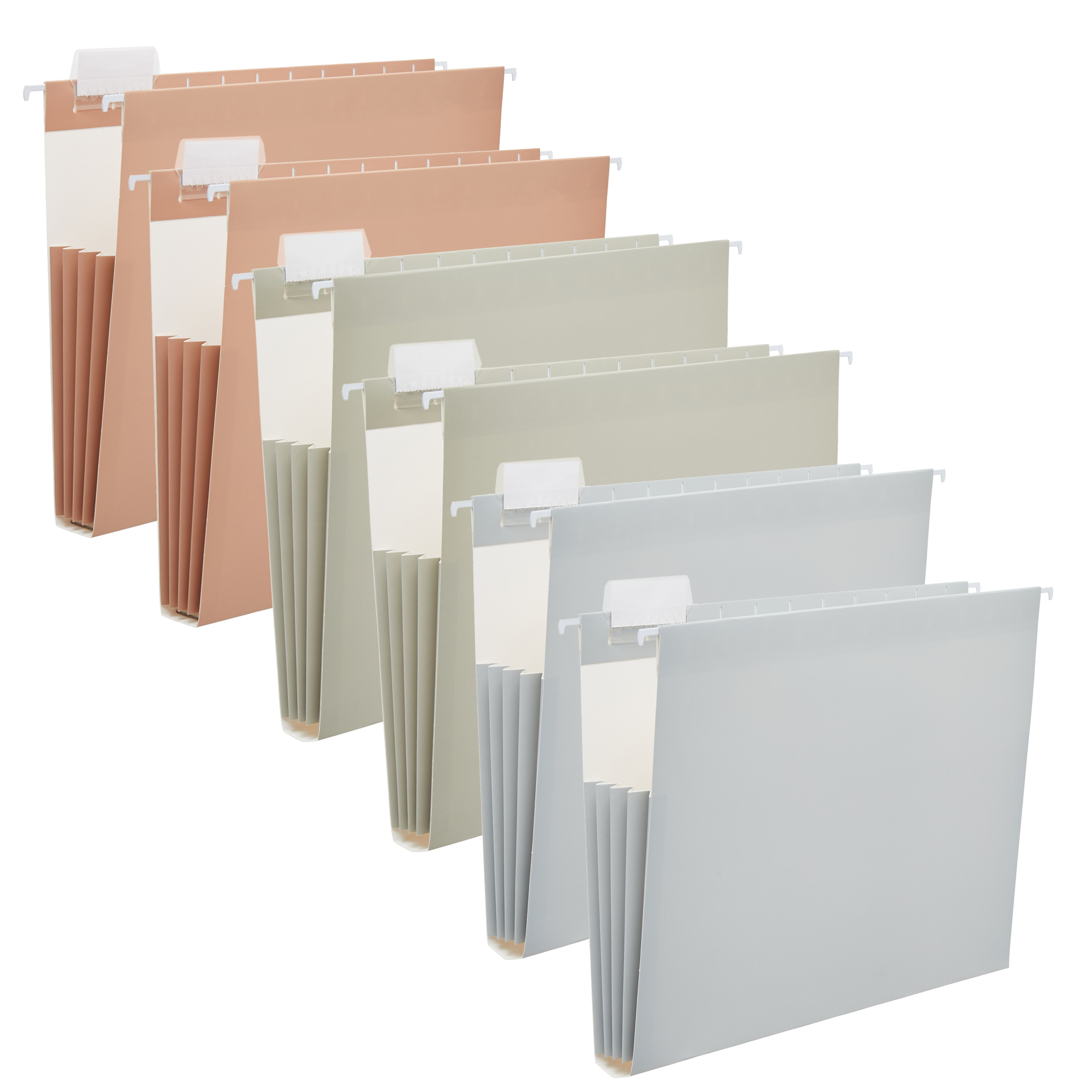 Y YOMA 6 Pack Extra Capacity Hanging File Folders Letter Size Accordion Decorative File Folder Cute Colored Hanging Folder Organizer for Office Home with 1/5-Cut Adjustable Tabs, Mocha Color
