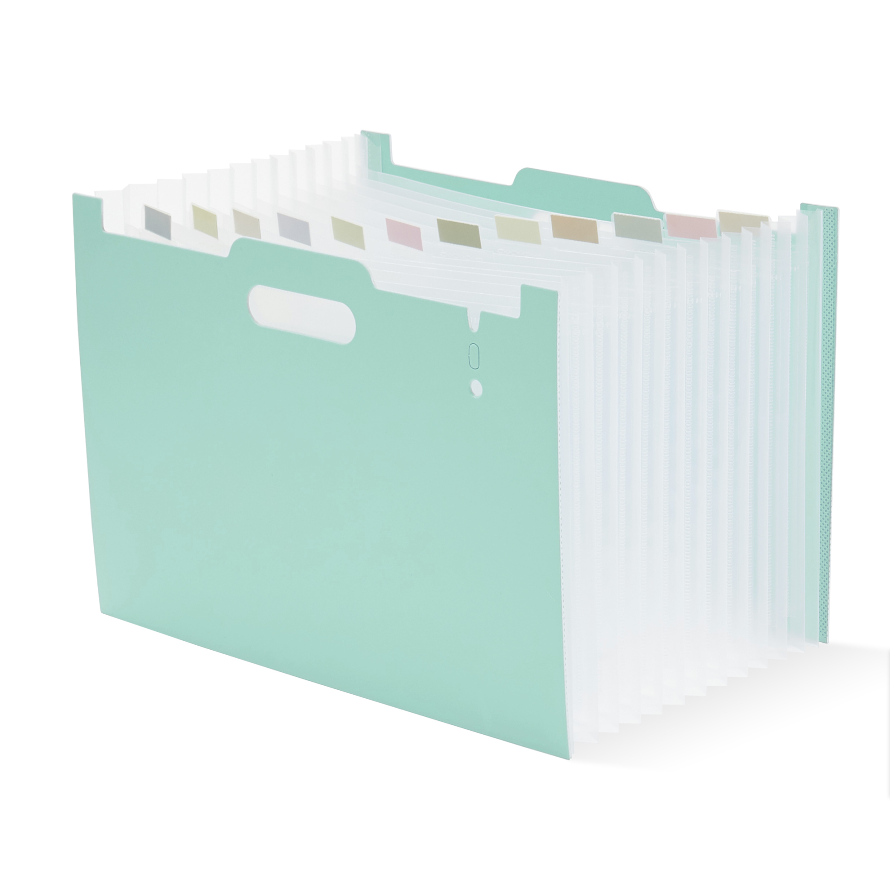 Y YOMA 2 Pack Accordion File Organizer with Handle 12 Pockets Expanding File Folder with Removable Tabs for A4 Letter Size Paper Plastic Filing Organizer Document Bill Receipt Holder, Mint Green
