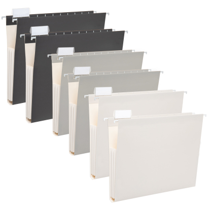 Y YOMA 6 Pack Extra Capacity Hanging File Folders Letter Size Accordion Decorative File Folder Cute Colored Hanging Folder Organizer for Office Home with 1/5-Cut Adjustable Tabs, Mocha Color