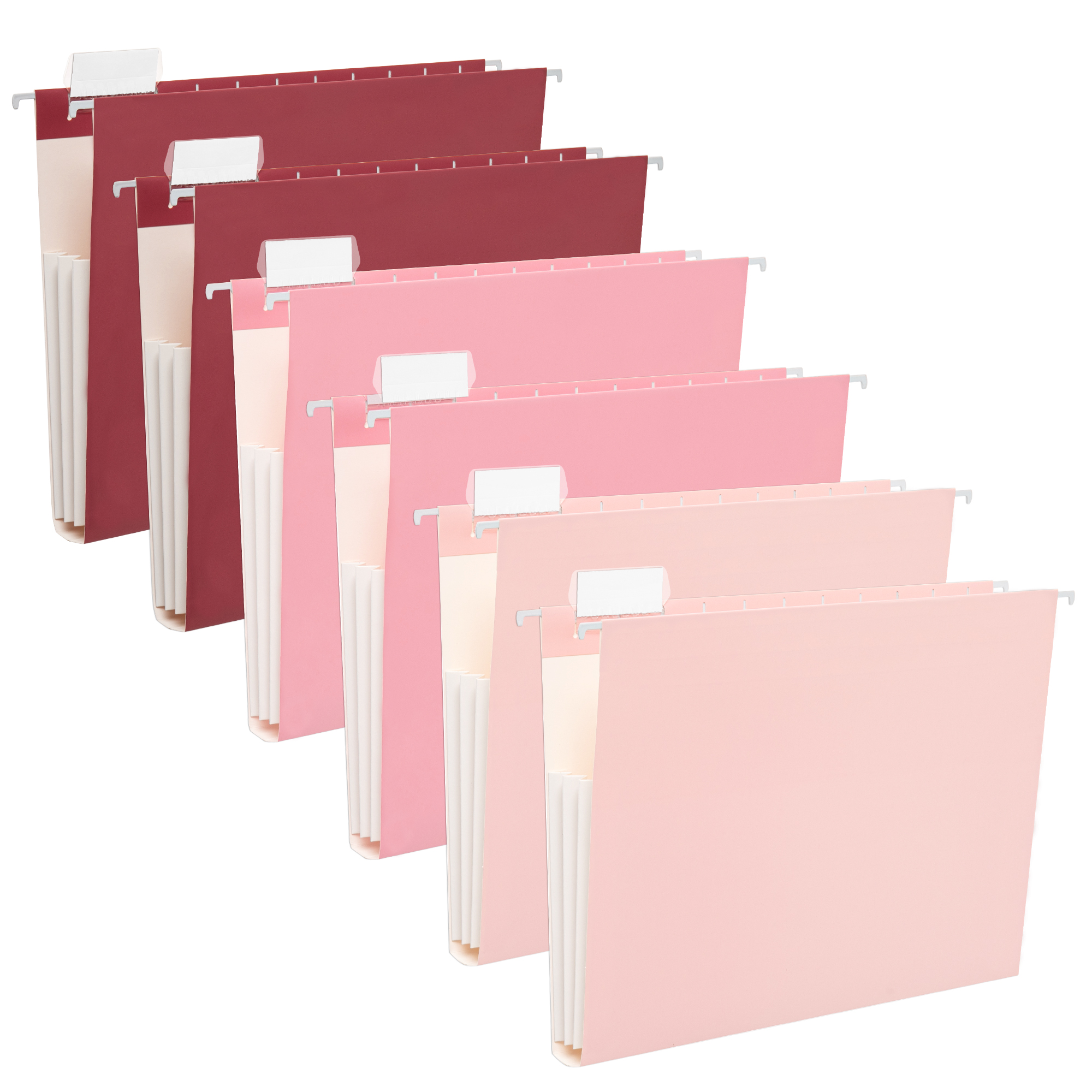 Y YOMA 6 Pack Extra Capacity Hanging File Folders Letter Size Accordion Decorative File Folder Cute Colored Hanging Folder Organizer for Office Home with 1/5-Cut Adjustable Tabs, Mocha Color