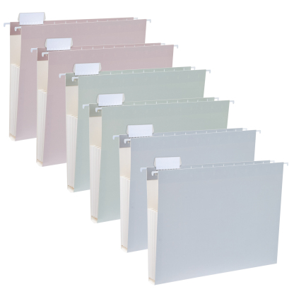 Y YOMA 6 Pack Extra Capacity Hanging File Folders Letter Size Accordion Decorative File Folder Cute Colored Hanging Folder Organizer for Office Home with 1/5-Cut Adjustable Tabs, Mocha Color
