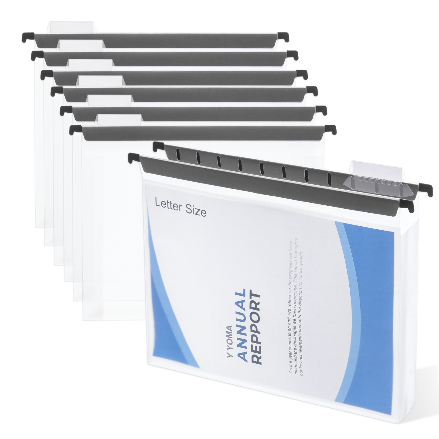 Y YOMA Plastic Extra Capacity Hanging File Folder, Letter Size, 2” Expansion, 6 Pack Clear Reinforced Expanding Hanging Folders with Tabs, Heavy Duty Waterproof Accordion for Bulky Files
