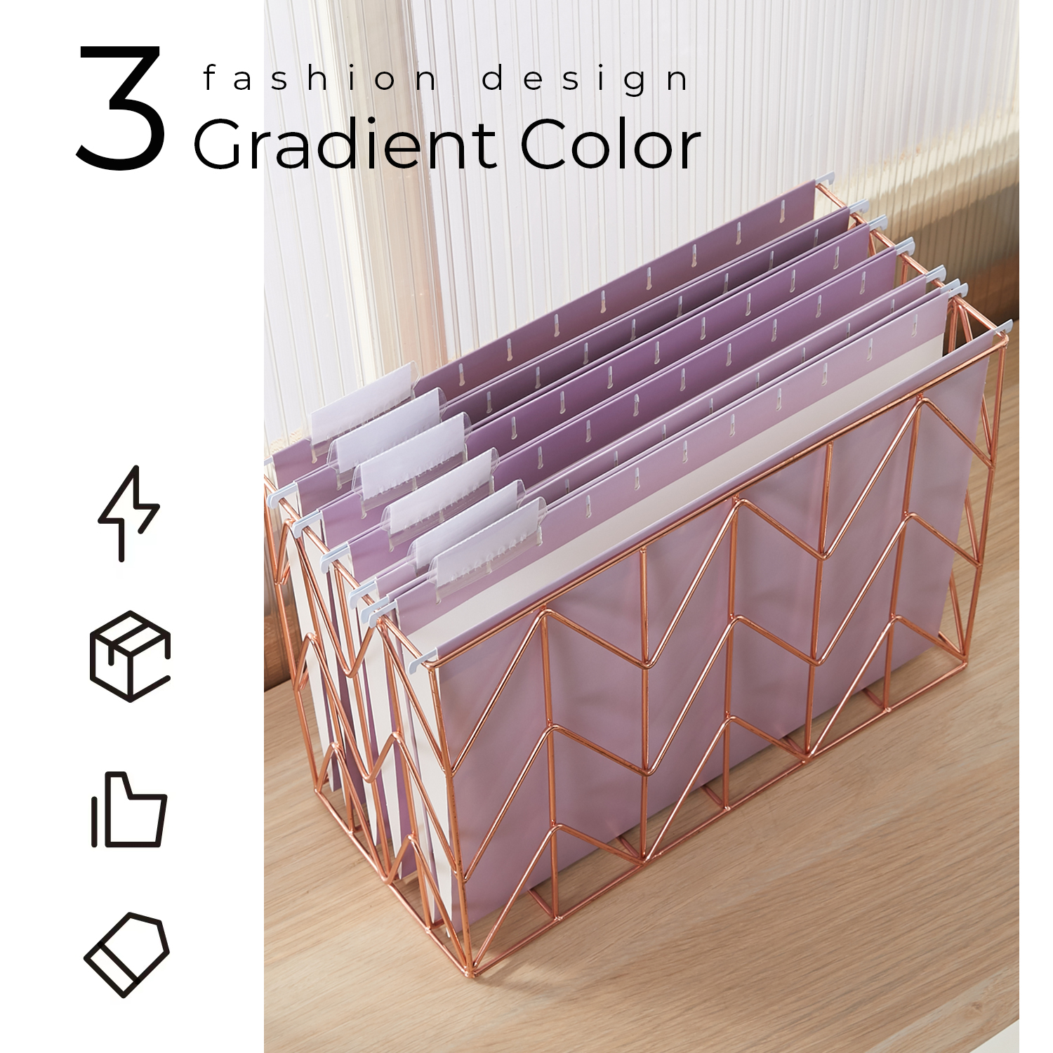 Y YOMA 6 Pack Gradient Hanging File Folders Letter Size Decorative Hanging Folder Pretty File Folder Organizer for Filing Cabinet Office Home with 1/5-Cut Adjustable Tabs, Dusty Purple