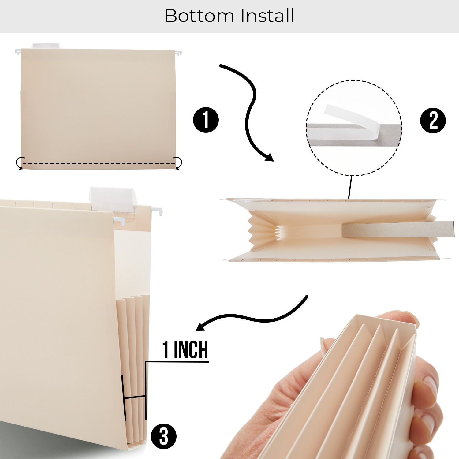 Y YOMA 6 Pack Extra Capacity Hanging File Folders Letter Size Accordion Decorative File Folder Cute Colored Hanging Folder Organizer for Office Home with 1/5-Cut Adjustable Tabs, Mocha Color