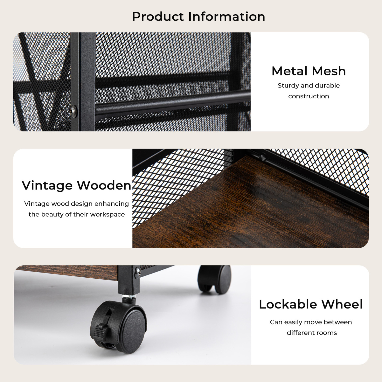 Y YOMA 8-Tier Rolling File Cart with Lockable Wheels, Dual-Sided Storage Organizer and Bookshelf, Easy Assembly Space-Saving Cart for Home, Office & Classroom