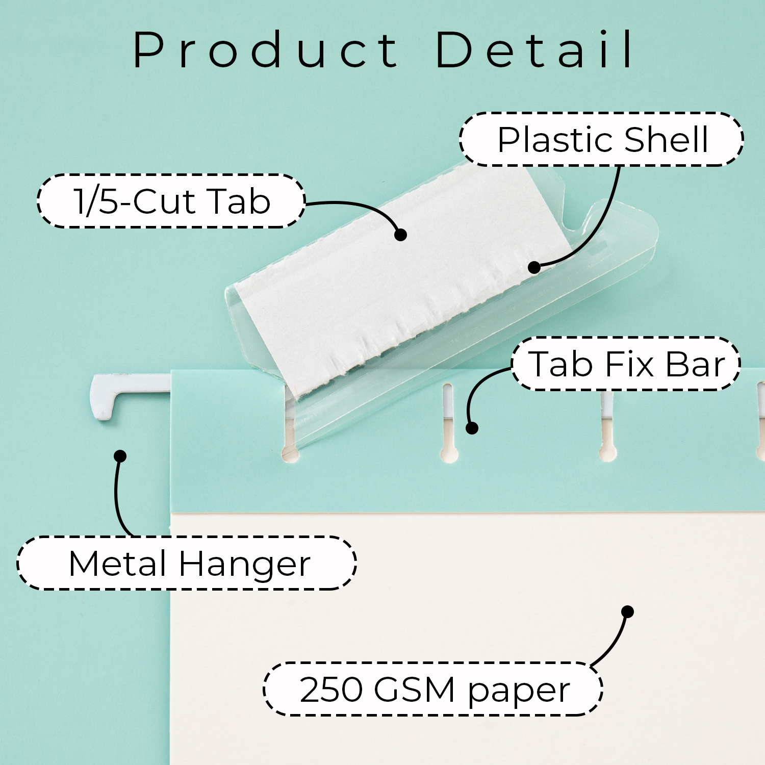 Y YOMA 6 Pack Gradient Hanging File Folders Letter Size Decorative Hanging Folder Pretty File Folder Organizer for Filing Cabinet Office Home with 1/5-Cut Adjustable Tabs, Teal Blue