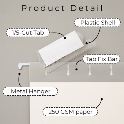 Y YOMA 6 Pack Gradient Hanging File Folders Letter Size Decorative Hanging Folder Pretty File Folder Organizer for Filing Cabinet Office Home with 1/5-Cut Adjustable Tabs, Ash Grey