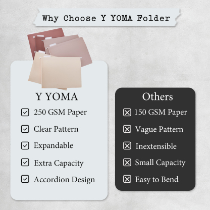 Y YOMA 6 Pack Extra Capacity Hanging File Folders Letter Size Accordion Decorative File Folder Cute Colored Hanging Folder Organizer for Office Home with 1/5-Cut Adjustable Tabs, Mocha Color