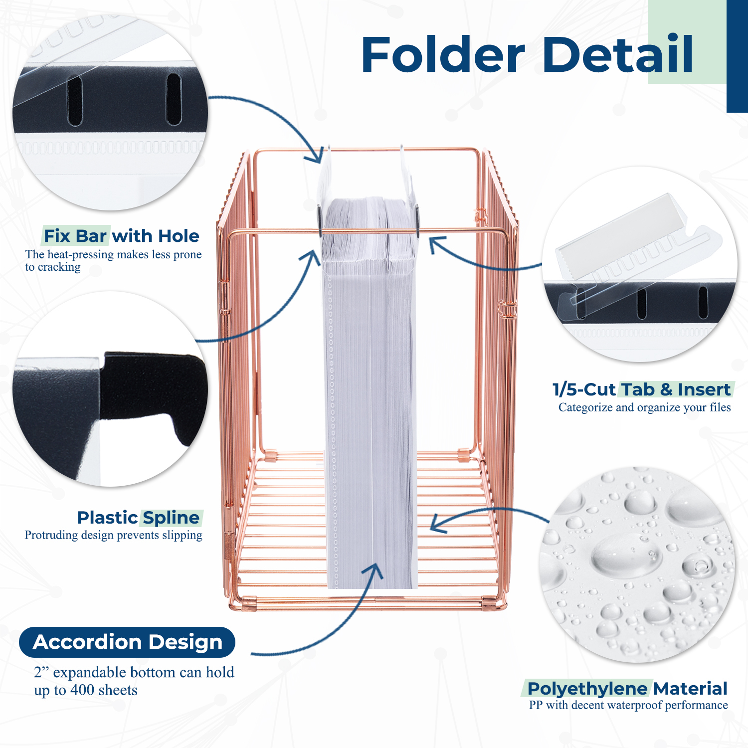 Y YOMA Plastic Extra Capacity Hanging File Folder, Letter Size, 2” Expansion, 6 Pack Clear Reinforced Expanding Hanging Folders with Tabs, Heavy Duty Waterproof Accordion for Bulky Files