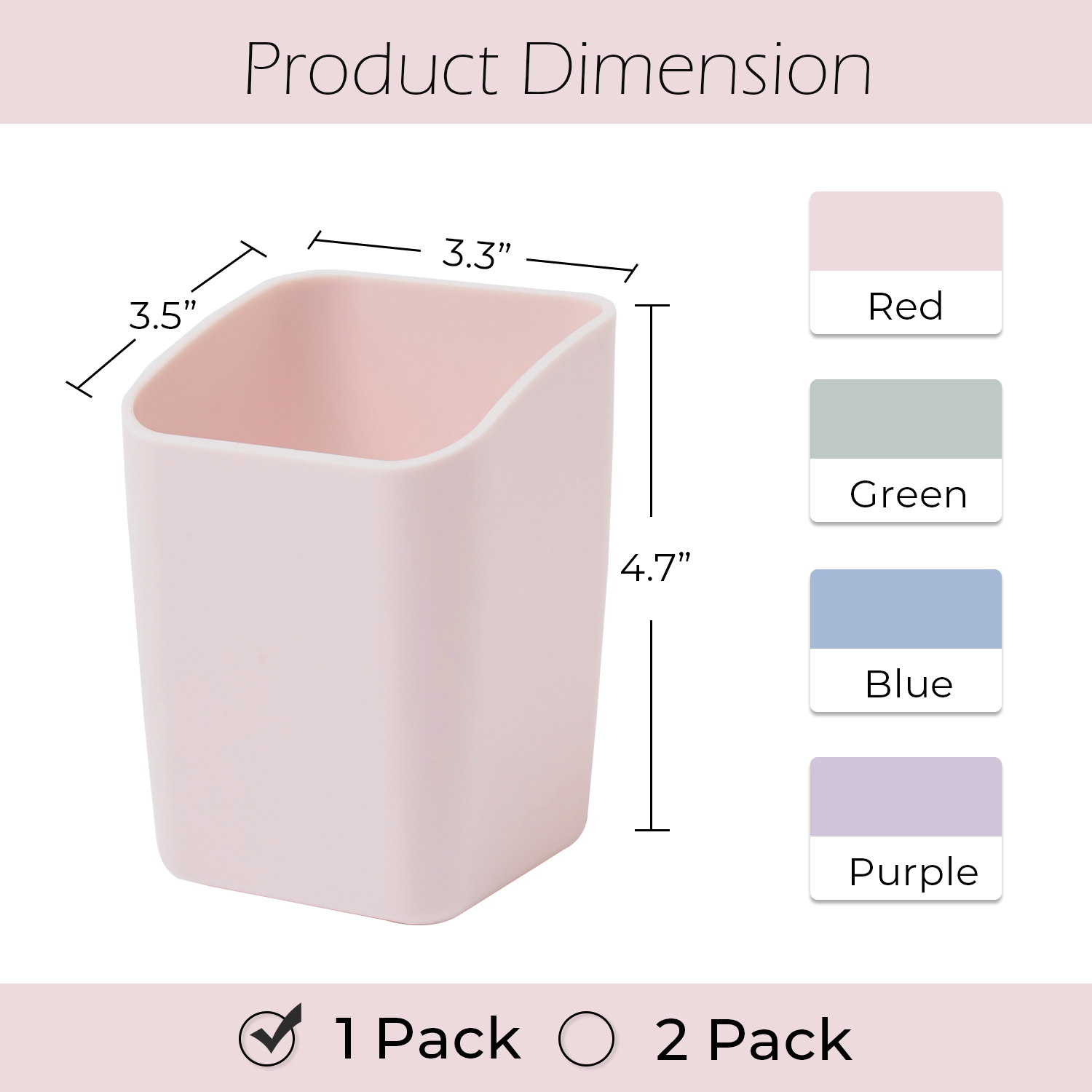 Y YOMA 1 Pack Pen Holder for Desk Cute Plastic Pencil Cup Pen Container Square Organizer Modern Aesthetic Design Desktop Storage Solution for Pens, Pencils, Marker, Makeup Brush, Morandi Red