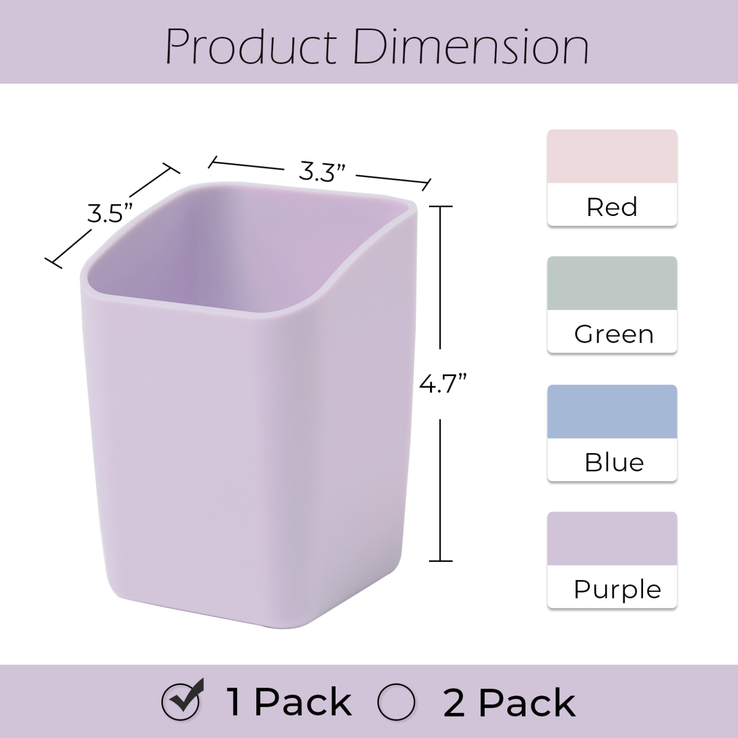 Y YOMA 1 Pack Pen Holder for Desk Cute Plastic Pencil Cup Pen Container Square Organizer Modern Aesthetic Design Desktop Storage Solution for Pens, Pencils, Marker, Makeup Brush,  Morandi Purple