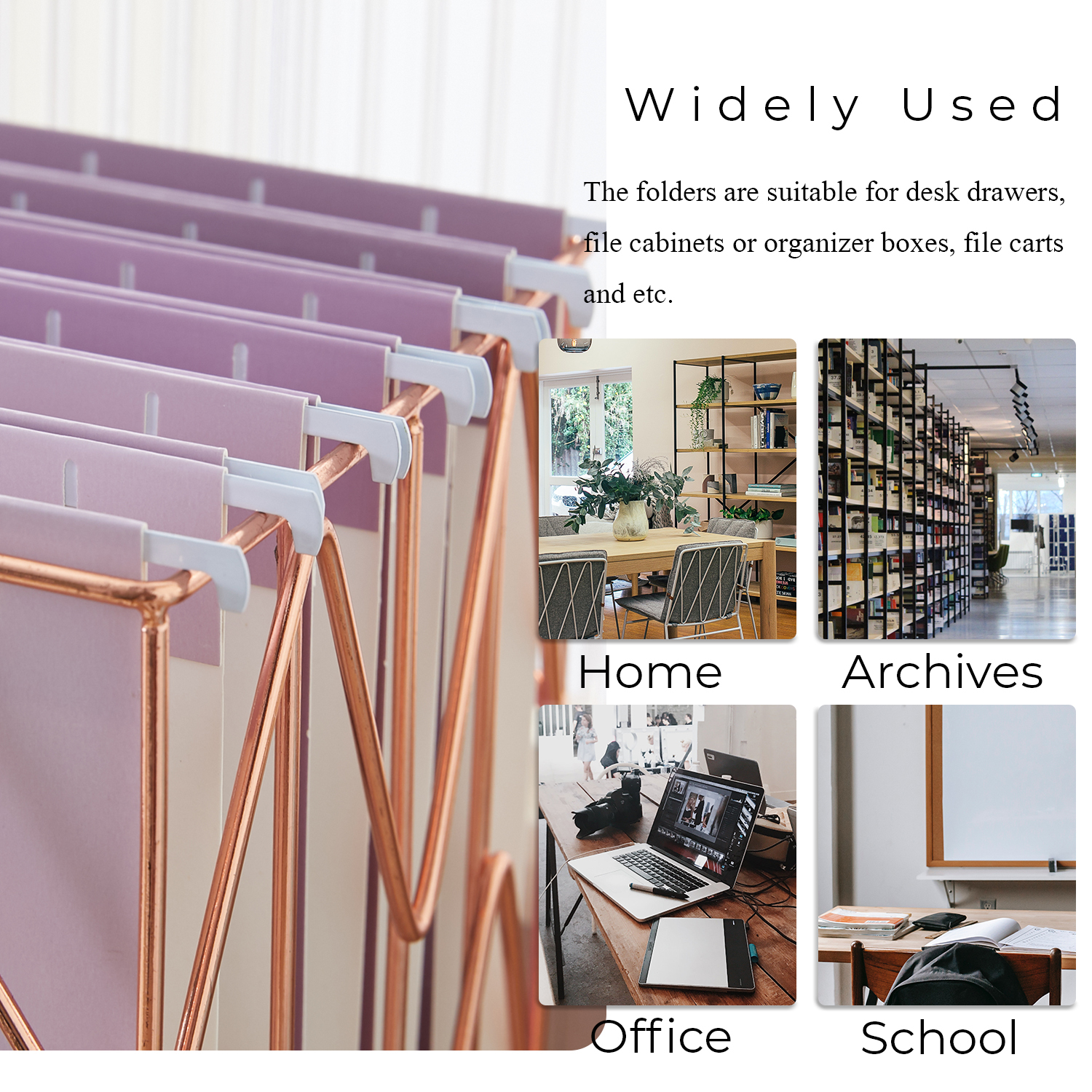 Y YOMA 6 Pack Gradient Hanging File Folders Letter Size Decorative Hanging Folder Pretty File Folder Organizer for Filing Cabinet Office Home with 1/5-Cut Adjustable Tabs, Dusty Purple