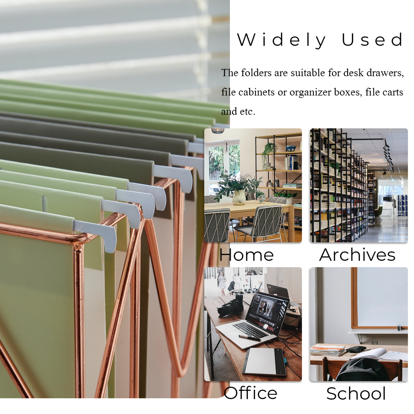 Y YOMA 6 Pack Gradient Hanging File Folders Letter Size Decorative Hanging Folder Pretty File Folder Organizer for Filing Cabinet Office Home with 1/5-Cut Adjustable Tabs, Leaf Green