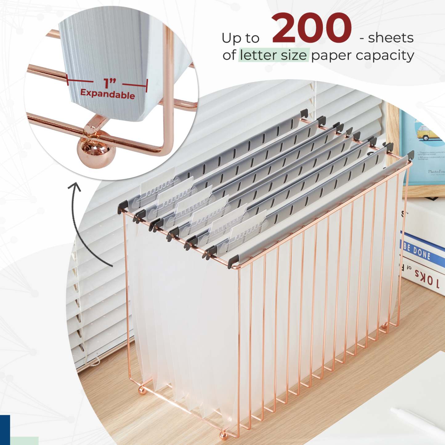 Y YOMA Plastic Hanging File Folders, Letter Size, 1” Expansion, 12 Pack Clear Reinforced Hanging Folders with Tabs Transparent Waterproof for Filing Cabinet Bulky Files Home Office 