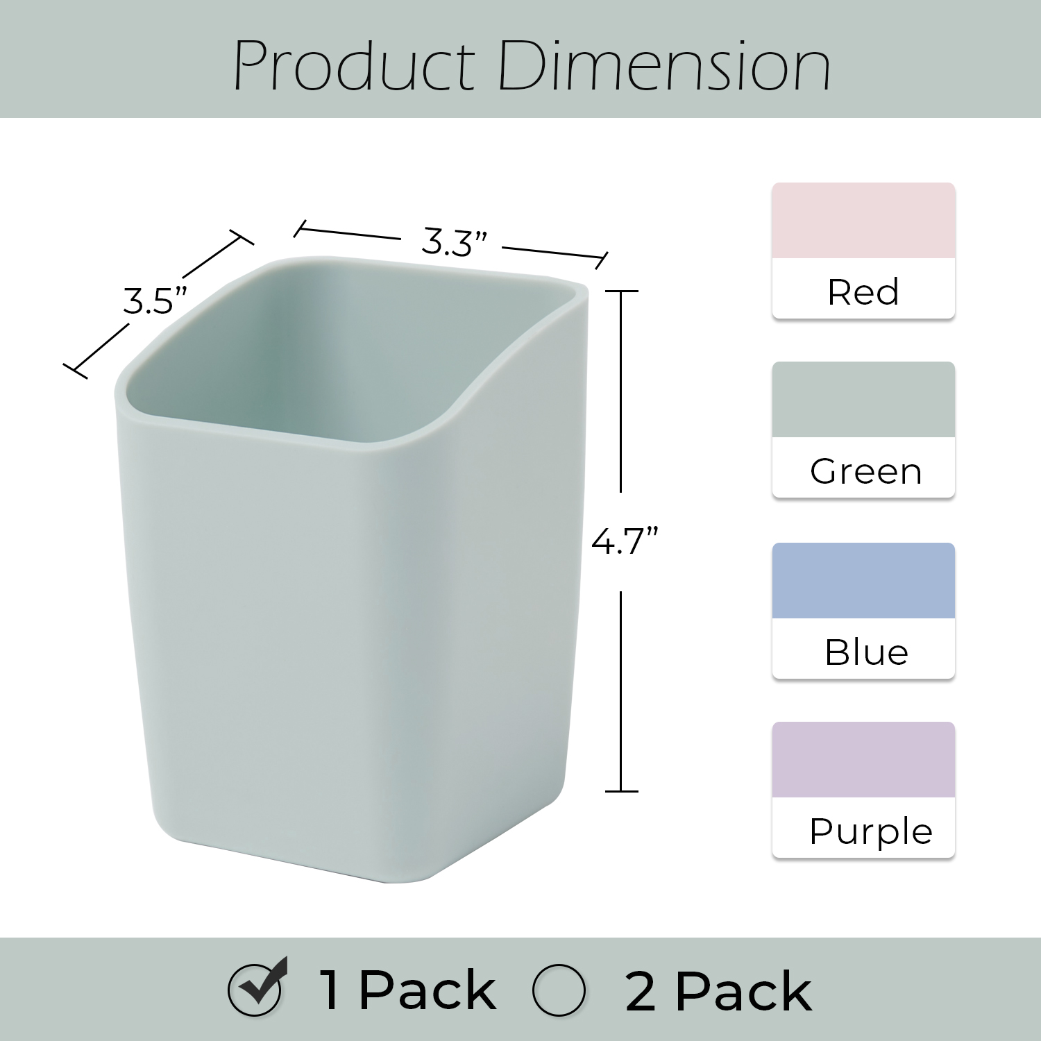 Y YOMA 1 Pack Pen Holder for Desk Cute Plastic Pencil Cup Pen Container Square Organizer Modern Aesthetic Design Desktop Storage Solution for Pens, Pencils, Marker, Makeup Brush, Morandi Green