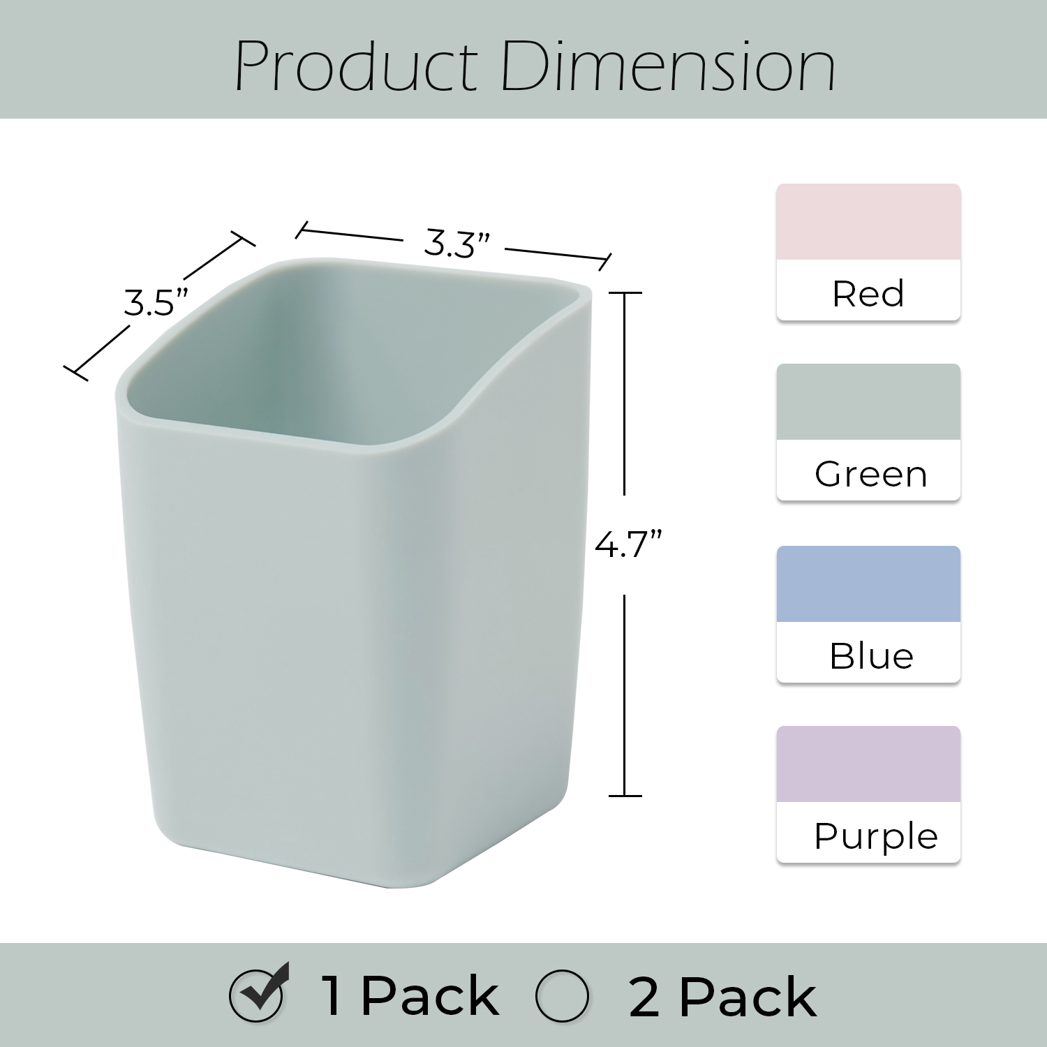 Y YOMA 1 Pack Pen Holder for Desk Cute Plastic Pencil Cup Pen Container Square Organizer Modern Aesthetic Design Desktop Storage Solution for Pens, Pencils, Marker, Makeup Brush, Morandi Green