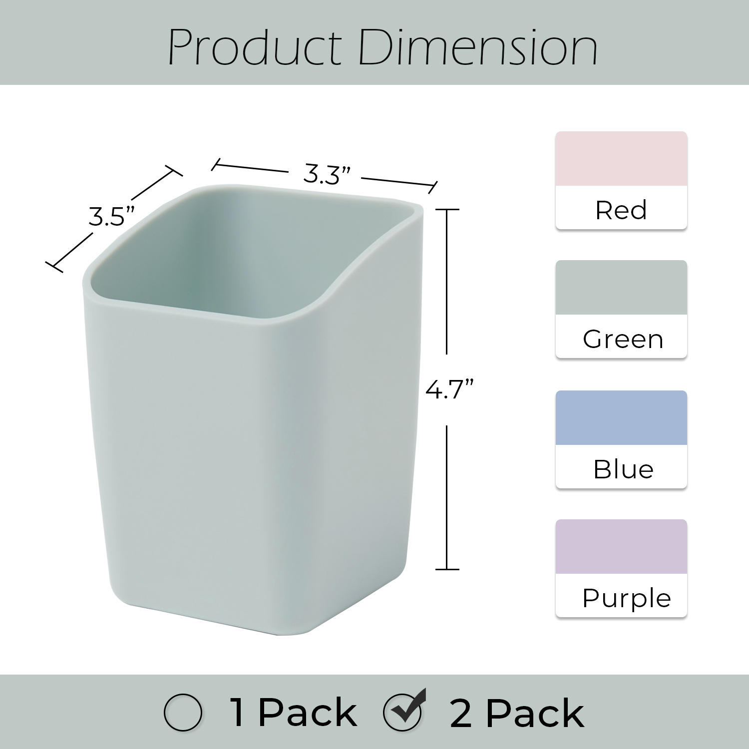 Y YOMA 1 Pack Pen Holder for Desk Cute Plastic Pencil Cup Pen Container Square Organizer Modern Aesthetic Design Desktop Storage Solution for Pens, Pencils, Marker, Makeup Brush, Morandi Green