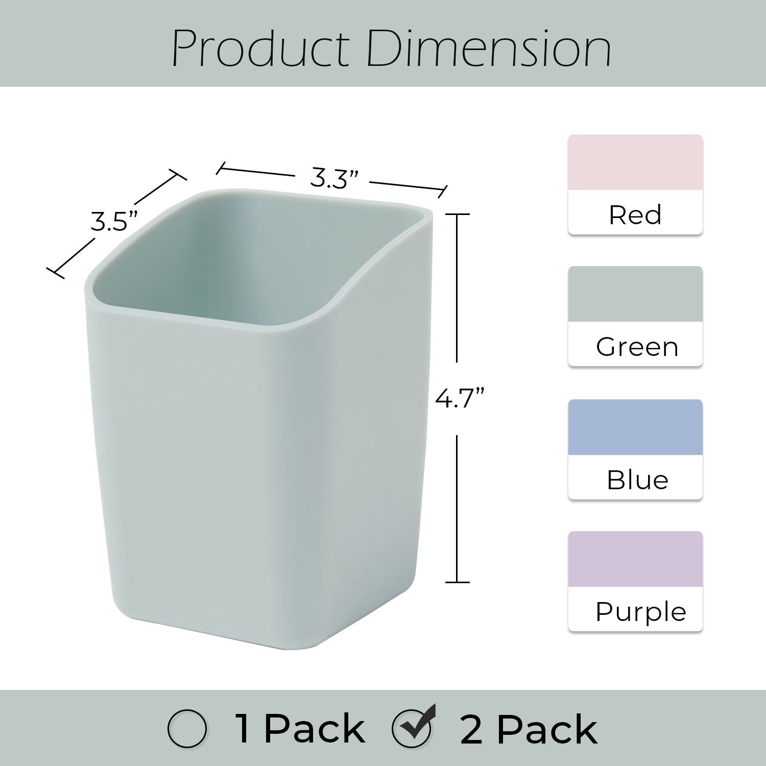 Y YOMA 1 Pack Pen Holder for Desk Cute Plastic Pencil Cup Pen Container Square Organizer Modern Aesthetic Design Desktop Storage Solution for Pens, Pencils, Marker, Makeup Brush, Morandi Green