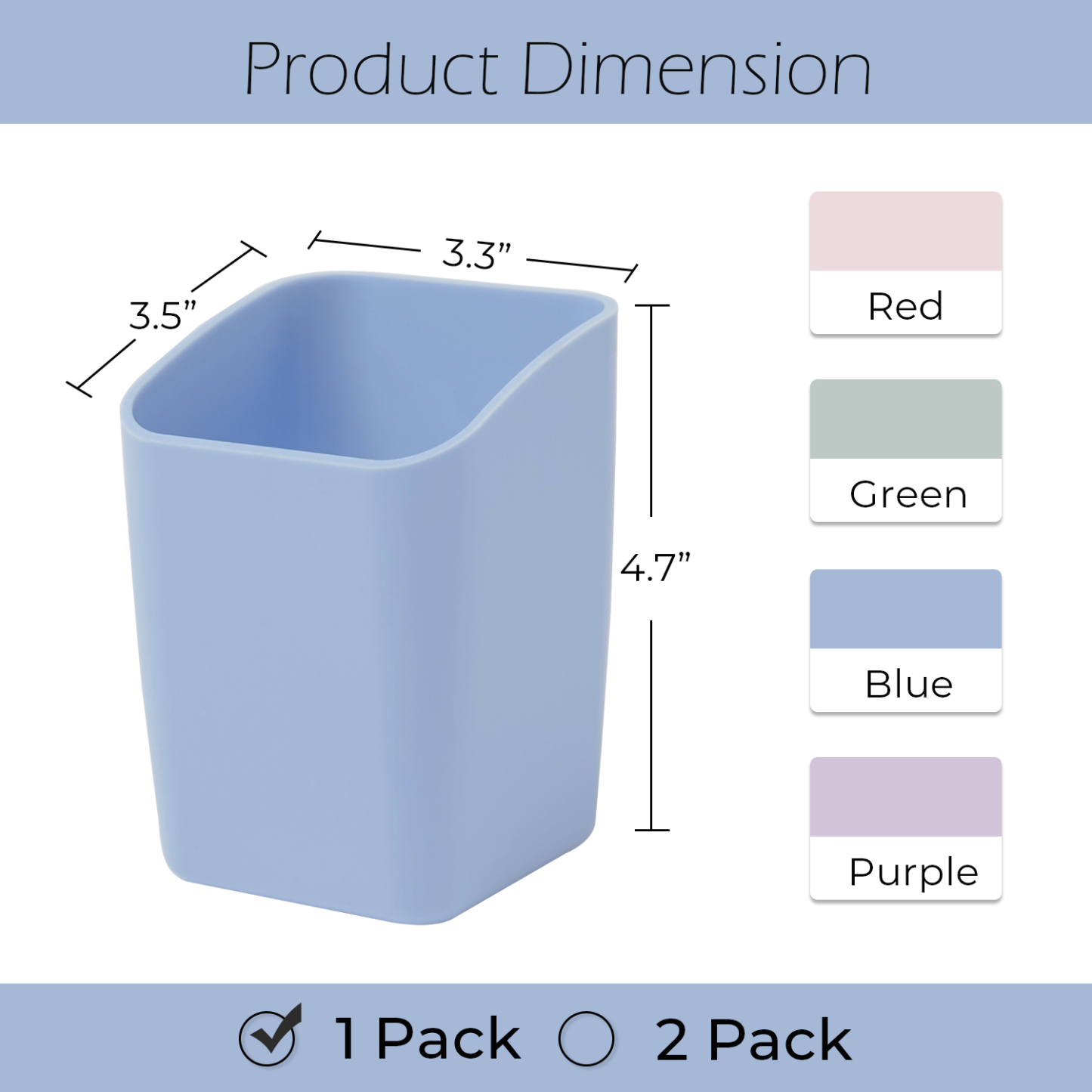 Y YOMA 1 Pack Pen Holder for Desk Cute Plastic Pencil Cup Pen Container Square Organizer Modern Aesthetic Design Desktop Storage Solution for Pens, Pencils, Marker, Makeup Brush,  Morandi Blue