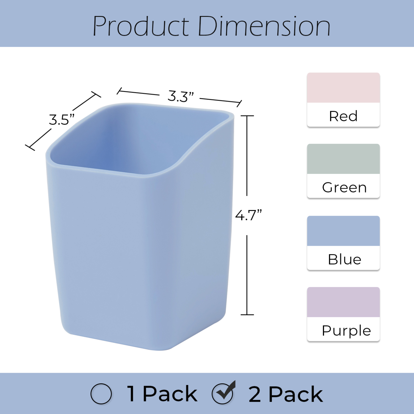 Y YOMA 1 Pack Pen Holder for Desk Cute Plastic Pencil Cup Pen Container Square Organizer Modern Aesthetic Design Desktop Storage Solution for Pens, Pencils, Marker, Makeup Brush,  Morandi Blue