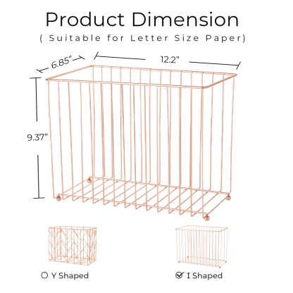 Y YOMA 1 Pack Rose Gold Desktop Hanging File Organizer | Letter Size Metal File Kit for Desk Home Office, I Shaped