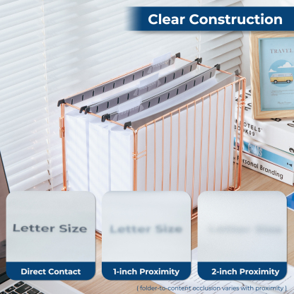 Y YOMA Plastic Extra Capacity Hanging File Folder, Letter Size, 2” Expansion, 6 Pack Clear Reinforced Expanding Hanging Folders with Tabs, Heavy Duty Waterproof Accordion for Bulky Files