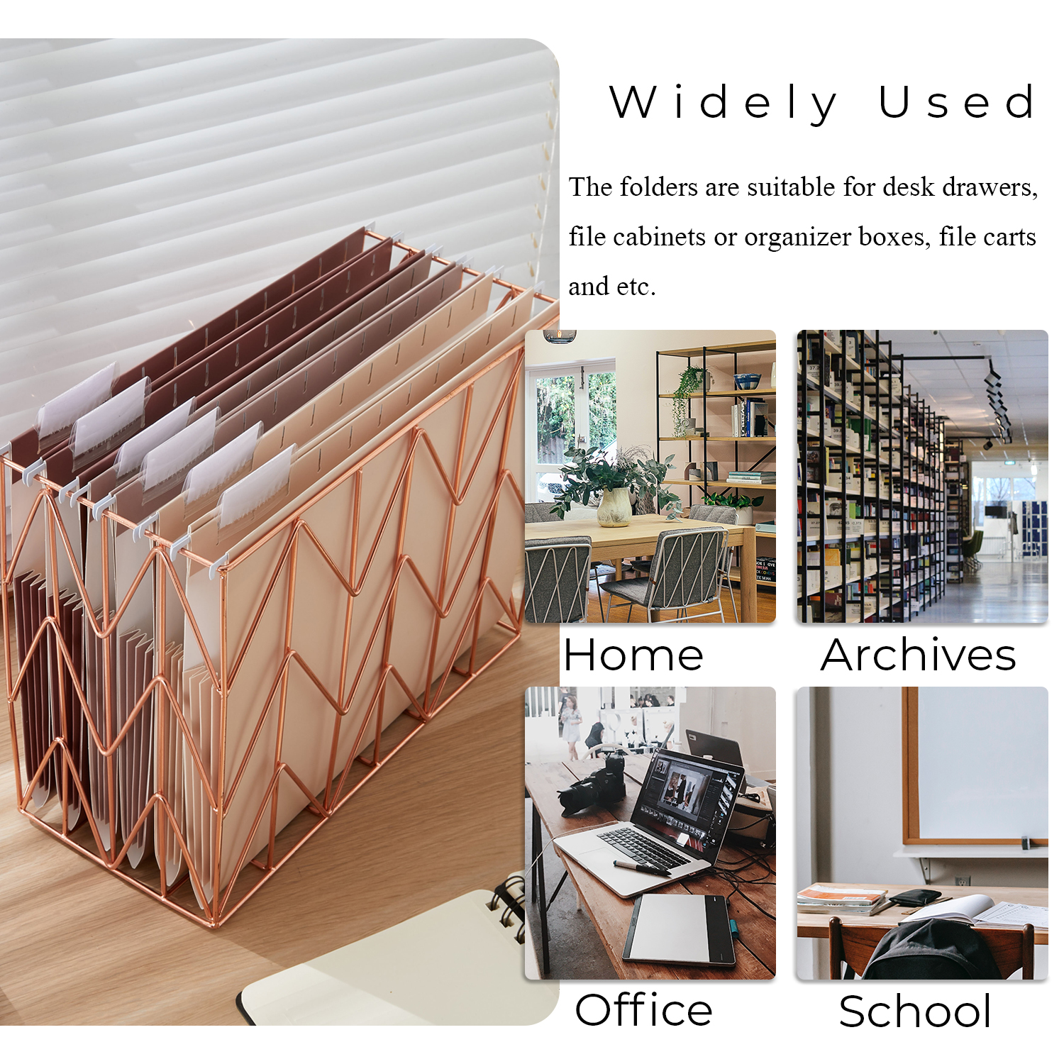Y YOMA 6 Pack Extra Capacity Hanging File Folders Letter Size Accordion Decorative File Folder Cute Colored Hanging Folder Organizer for Office Home with 1/5-Cut Adjustable Tabs, Mocha Color