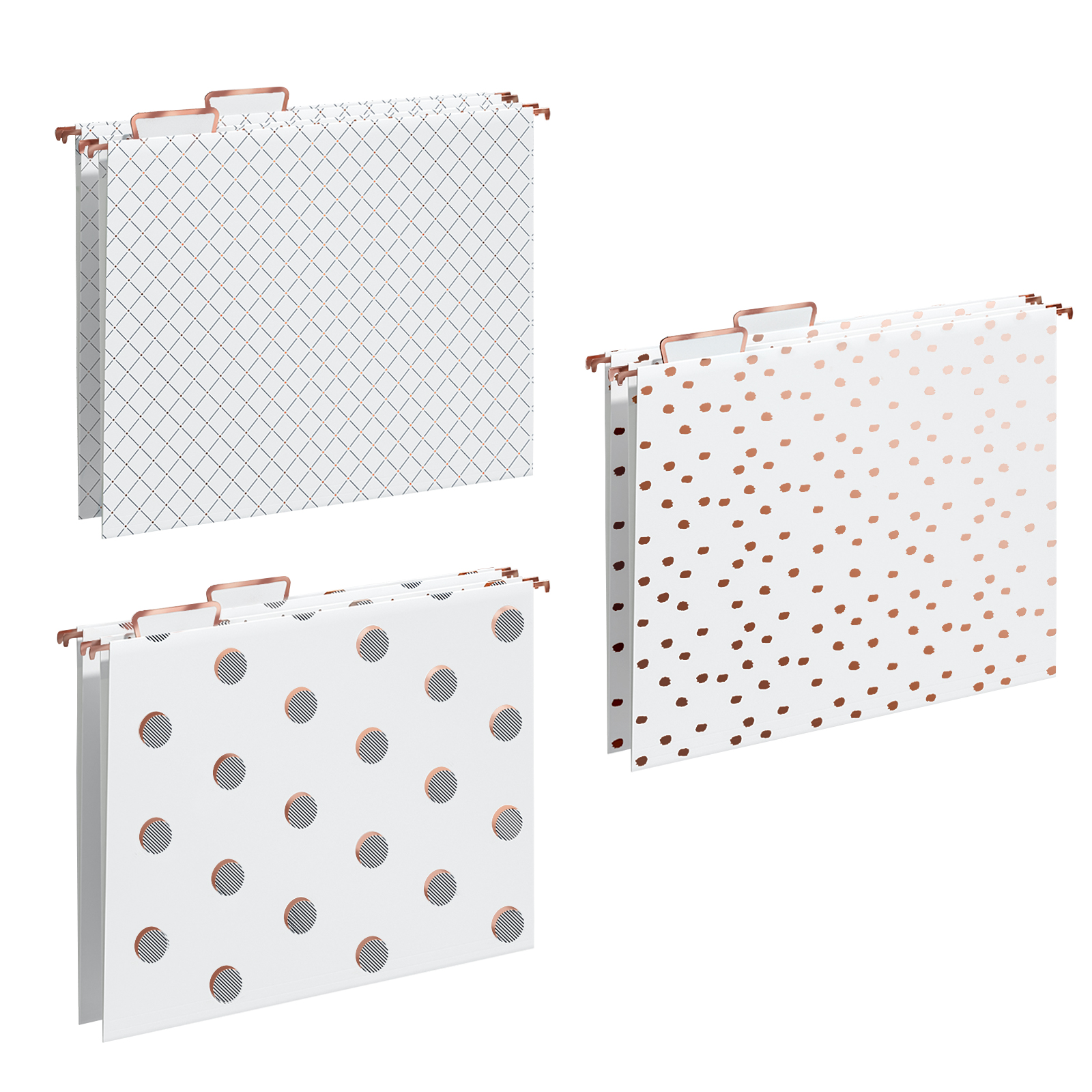 Y YOMA 12 Pack Rose Gold Hanging File Folders Letter Size Decorative File Folder Cute Pretty Hanging Folder Organizer for Filing Cabinet Office Home with 1/5-Cut Adjustable Tabs, 3 Gold Foil Design