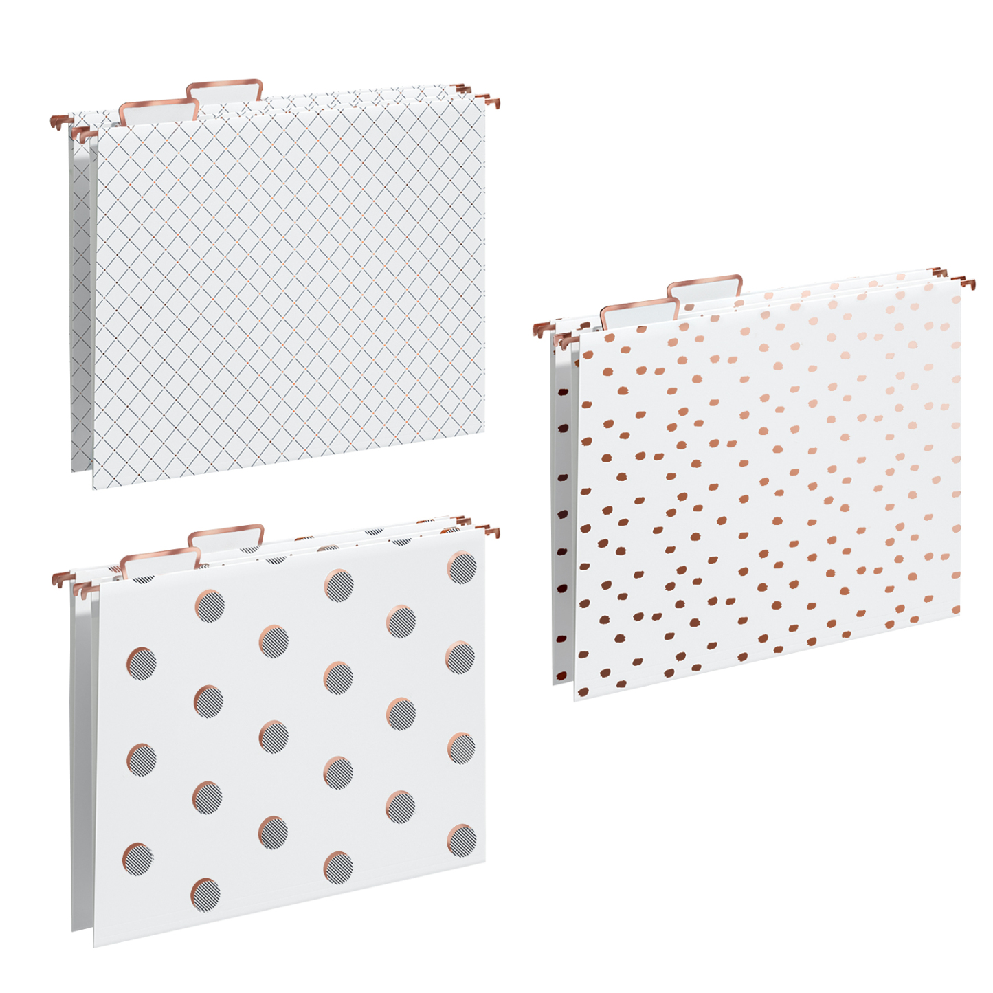 Y YOMA 12 Pack Rose Gold Hanging File Folders Letter Size Decorative File Folder Cute Pretty Hanging Folder Organizer for Filing Cabinet Office Home with 1/5-Cut Adjustable Tabs, 3 Gold Foil Design