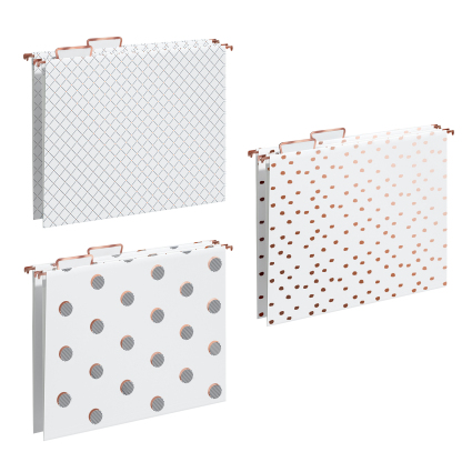 Y YOMA 12 Pack Rose Gold Hanging File Folders Letter Size Decorative File Folder Cute Pretty Hanging Folder Organizer for Filing Cabinet Office Home with 1/5-Cut Adjustable Tabs, 3 Gold Foil Design