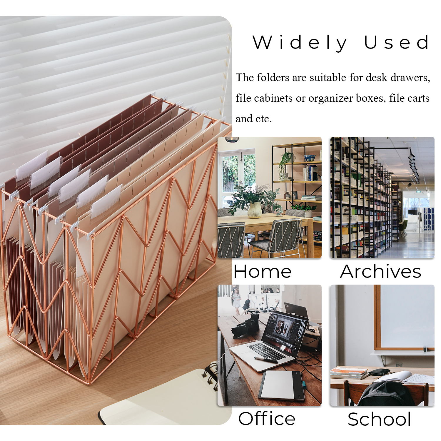 Y YOMA 6 Pack Extra Capacity Hanging File Folders Letter Size Accordion Decorative File Folder Cute Colored Hanging Folder Organizer for Office Home with 1/5-Cut Adjustable Tabs, Mocha Color