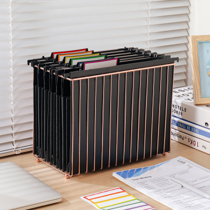 Y YOMA Plastic Extra Capacity Hanging File Folder, Letter Size, 4” Expansion, 6 Pack Black Reinforced Expanding Hanging Folders with Tabs, Heavy Duty Waterproof Accordion for Bulky Files