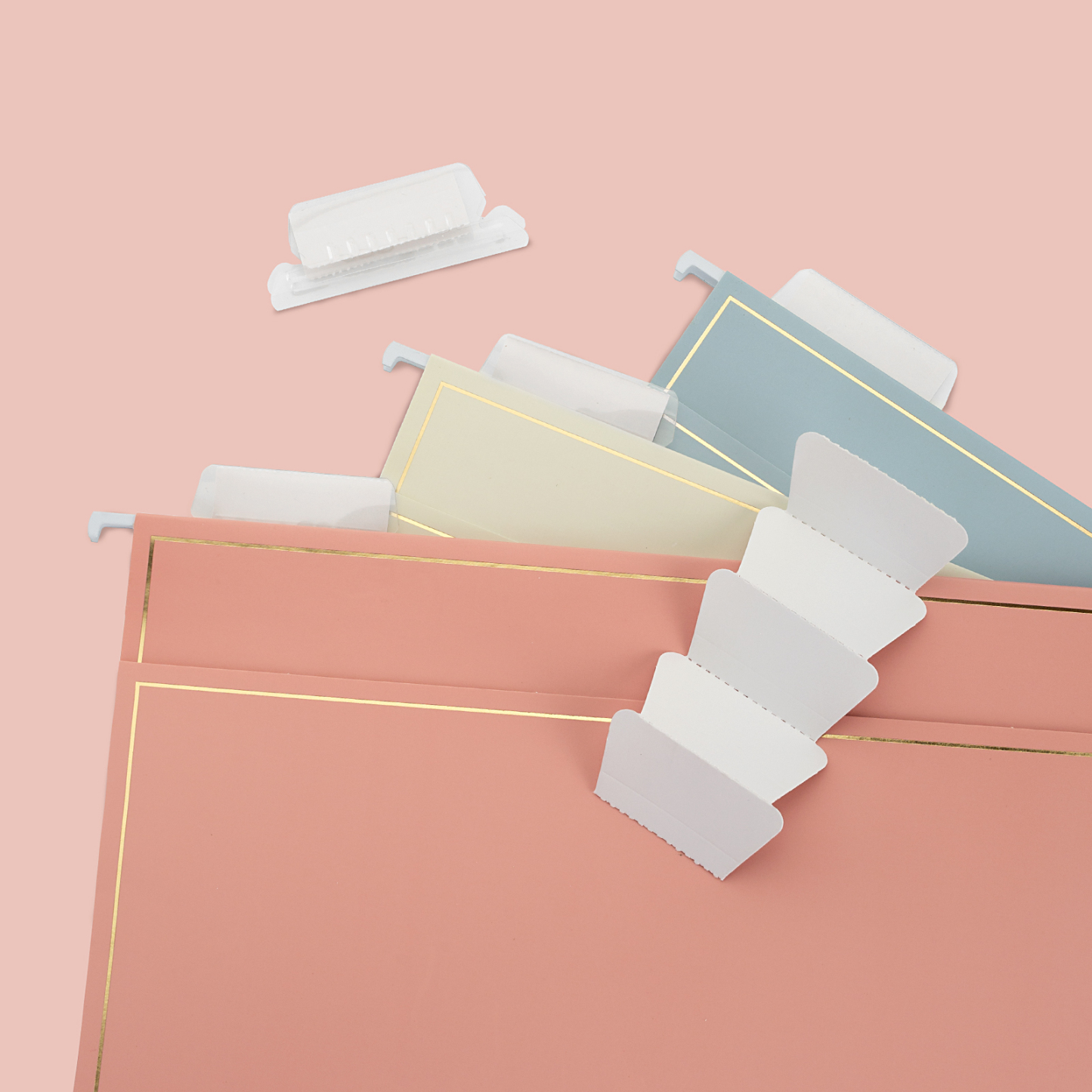 Y YOMA 6 Pack Rose Gold Hanging File Folders with Pocket Letter Size Decorative File Folder Cute Pretty Hanging Folder for Office Home School with 1/5-Cut Adjustable Tabs, Outer Storage Pockets