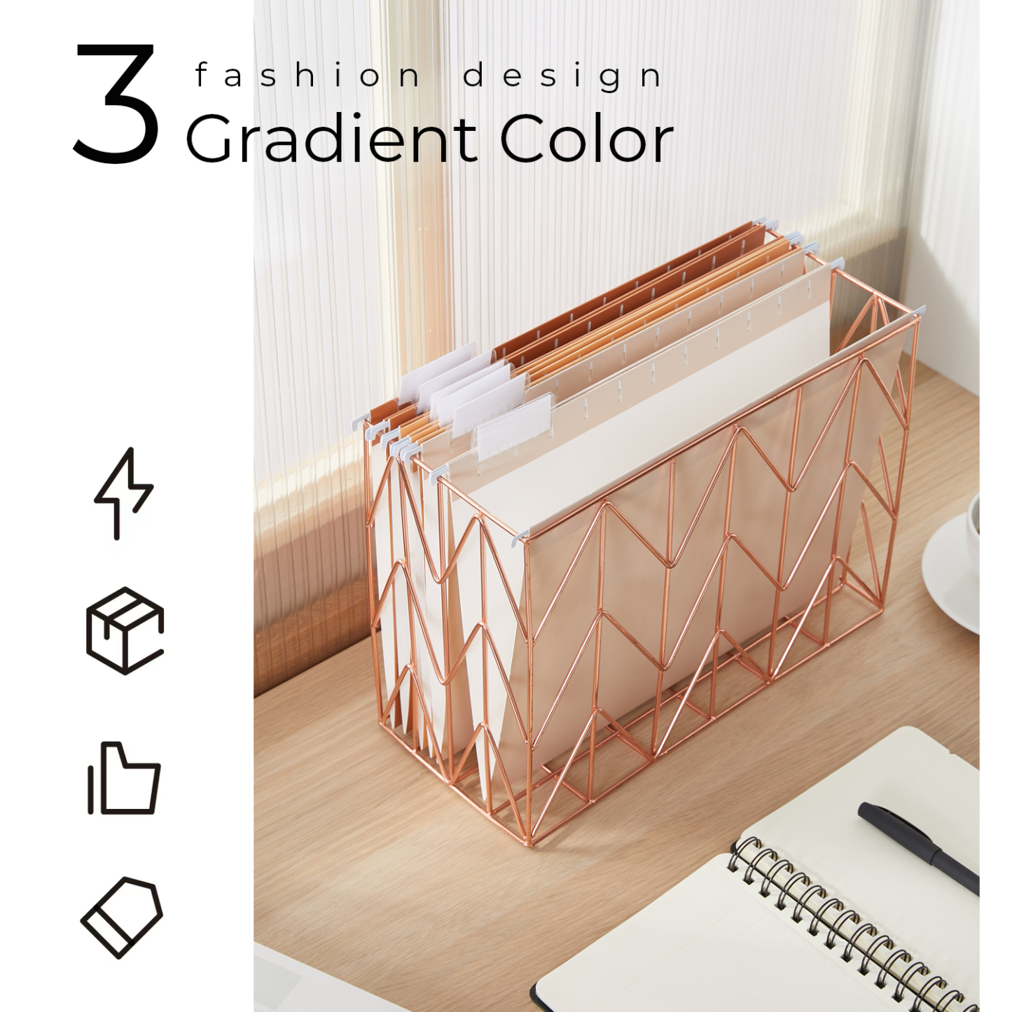 Y YOMA 6 Pack Gradient Hanging File Folders Letter Size Decorative Hanging Folder Pretty File Folder Organizer for Filing Cabinet Office Home with 1/5-Cut Adjustable Tabs, Sunny Orange