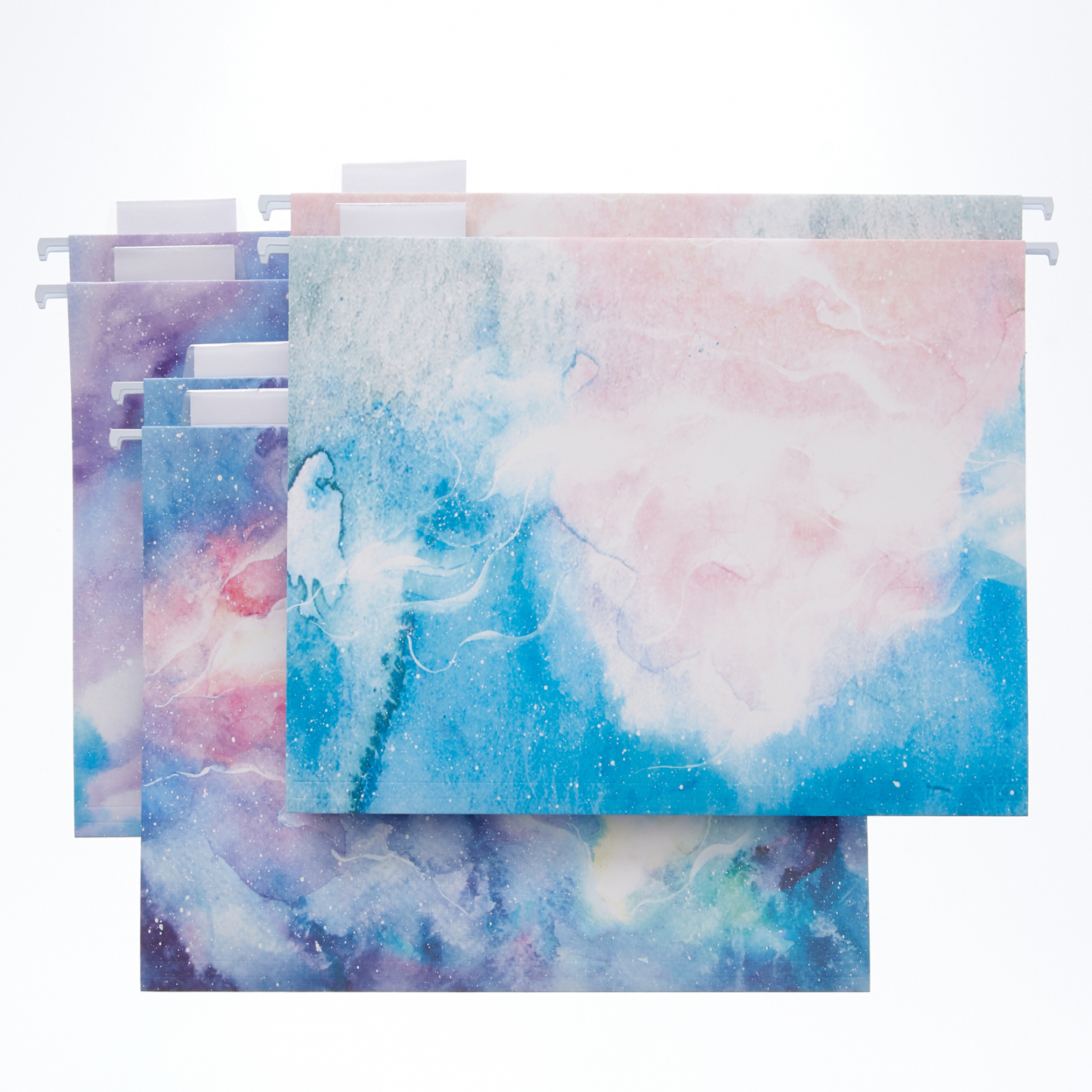 Y YOMA 6 Pack Decorative Hanging File Folders Letter Size Marble Cute Hanging Folder Pretty File Folder Organizer for Filing Cabinet Office Home with 1/5-Cut Adjustable Tabs, 3 Pink Nebula Design