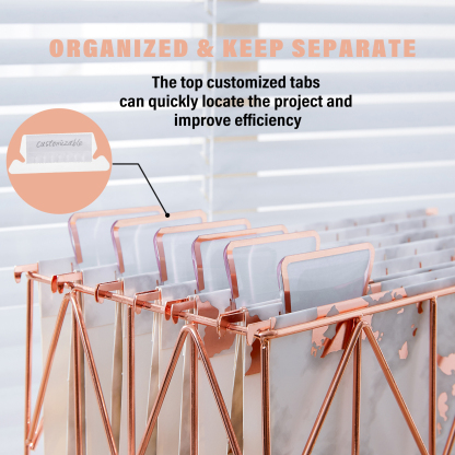 Y YOMA 12 Pack Rose Gold Hanging File Folders Letter Size Decorative File Folder Cute Pretty Hanging Folder Organizer for Filing Cabinet Office Home with 1/5-Cut Adjustable Tabs, 3 Marble Design