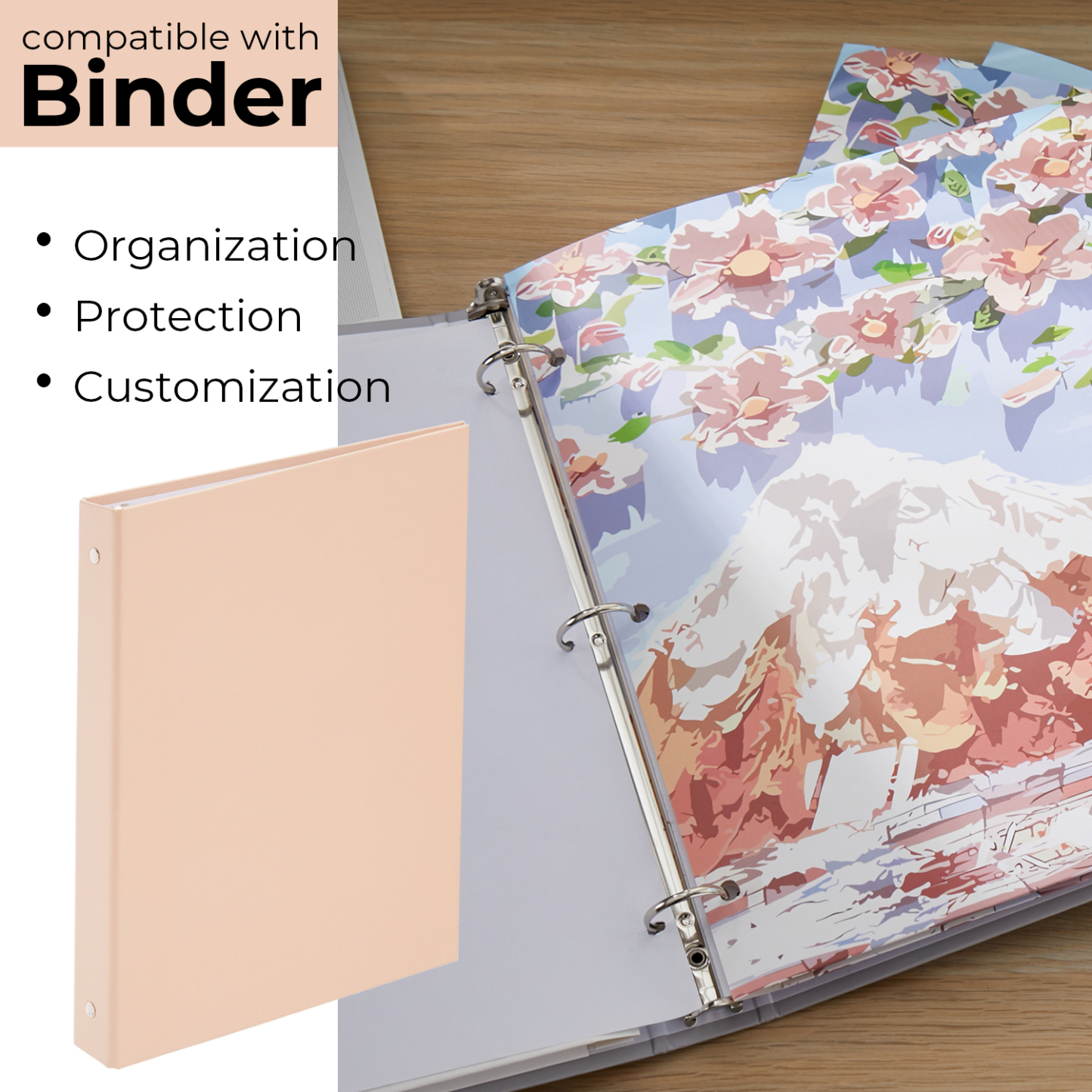 Y YOMA 6 Pack 2 Pocket Folder Letter Size Decorative Binder Folders with Pockets 3 Hole Punch Folder Paper Cute Project Folders Two Pocket 3 Ring File Folder for School Office Home, Mountain Design