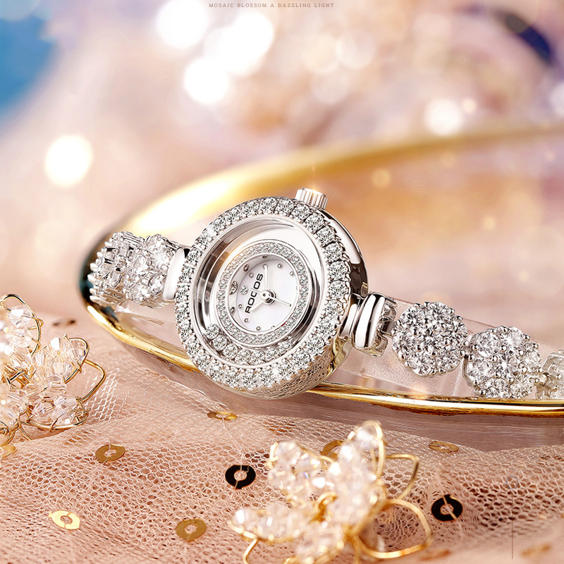 ROCOSJEWE Women's Watch Diamond Waterproof Ladies Watch Fashionable Shell Dial Wristwatch S2024