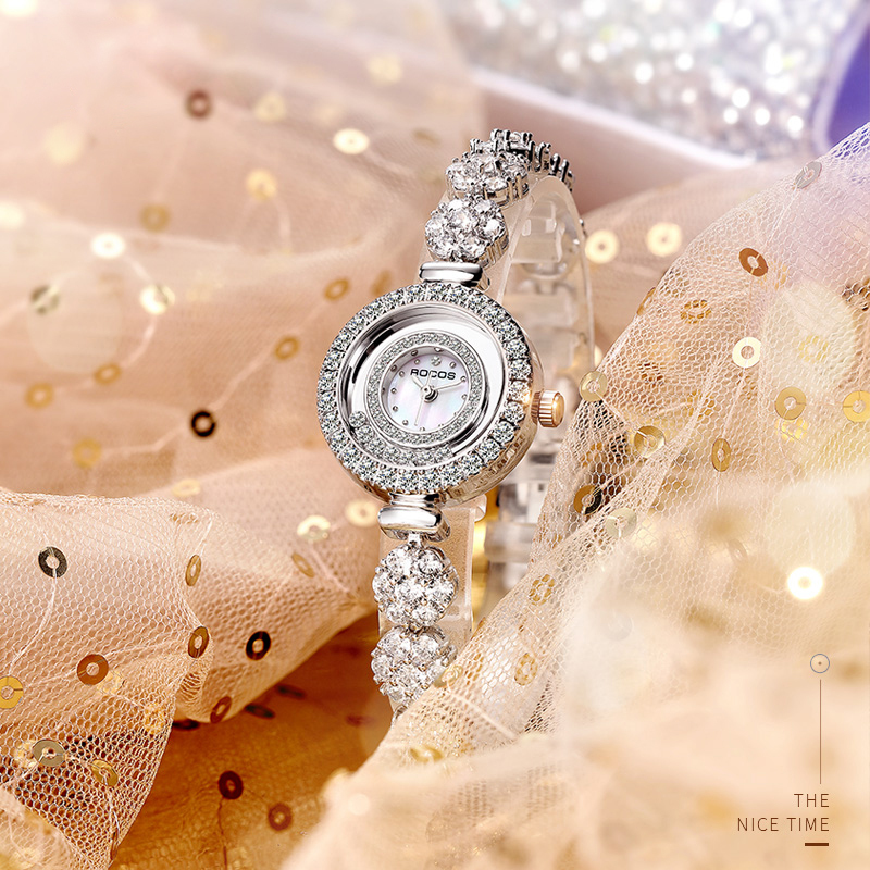ROCOSJEWE Women's Watch Diamond Waterproof Ladies Watch Fashionable Shell Dial Wristwatch S2024