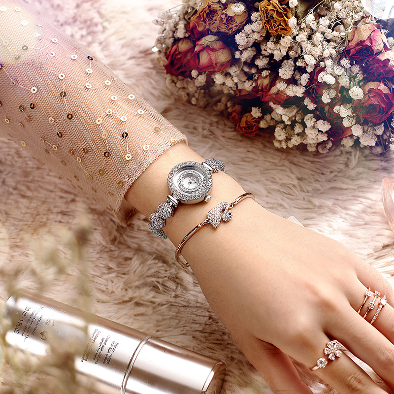 ROCOSJEWE Women's Watch Diamond Waterproof Ladies Watch Fashionable Shell Dial Wristwatch S2024