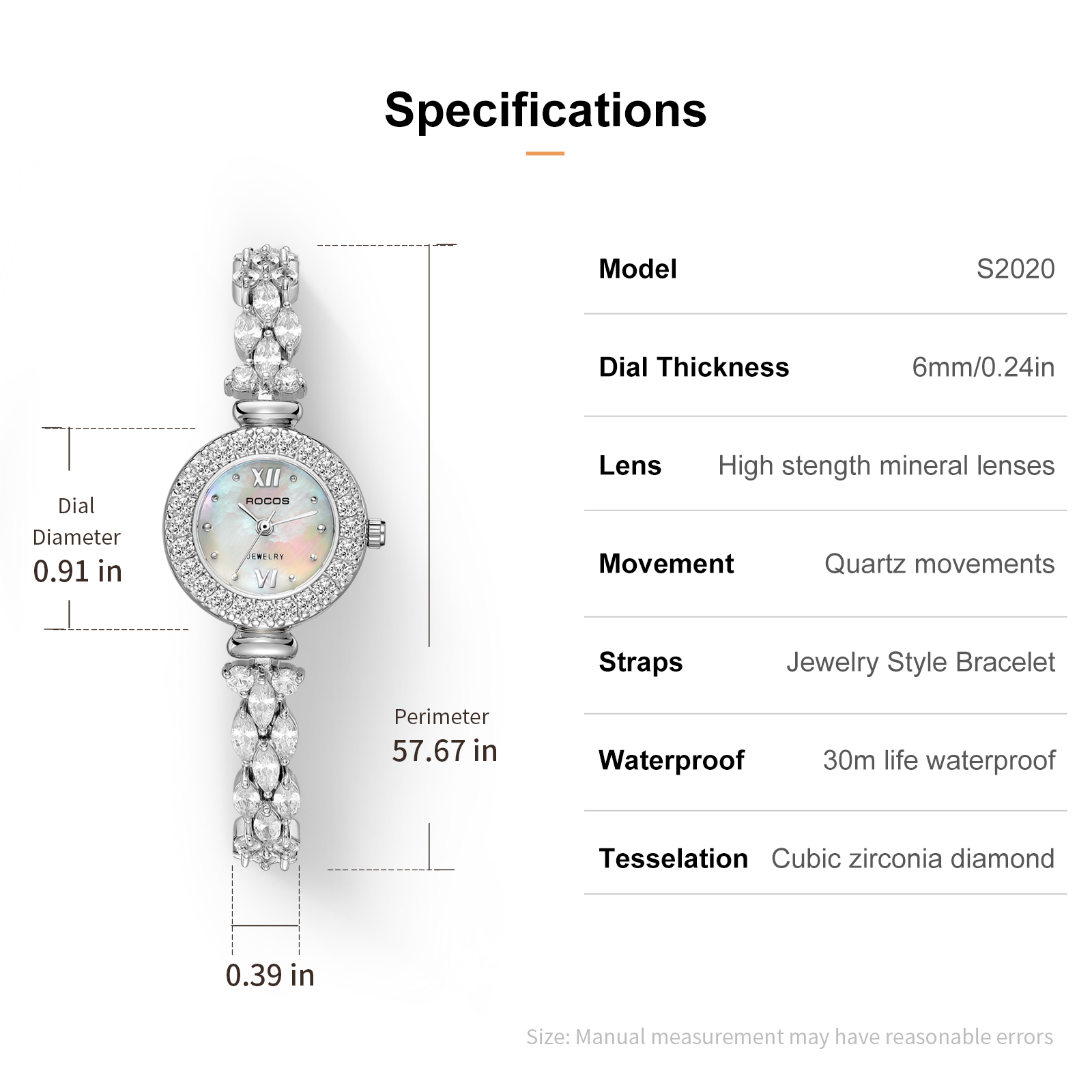 ROCOSJEWE Brand Ladies Mermaid Niche Small Dial Designer Bracelet Watches Ladies Watches Waterproof Quartz Women's Watches S2020