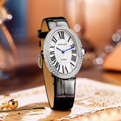 ROCOSJEWE Leather Watch for Women Elegant Luxury Brand Ladies Oval Quartz Watch Fashion Best Selling Drop Shipping Dress Watch