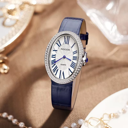 ROCOSJEWE Leather Watch for Women Elegant Luxury Brand Ladies Oval Quartz Watch Fashion Best Selling Drop Shipping Dress Watch