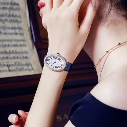 ROCOSJEWE Leather Watch for Women Elegant Luxury Brand Ladies Oval Quartz Watch Fashion Best Selling Drop Shipping Dress Watch