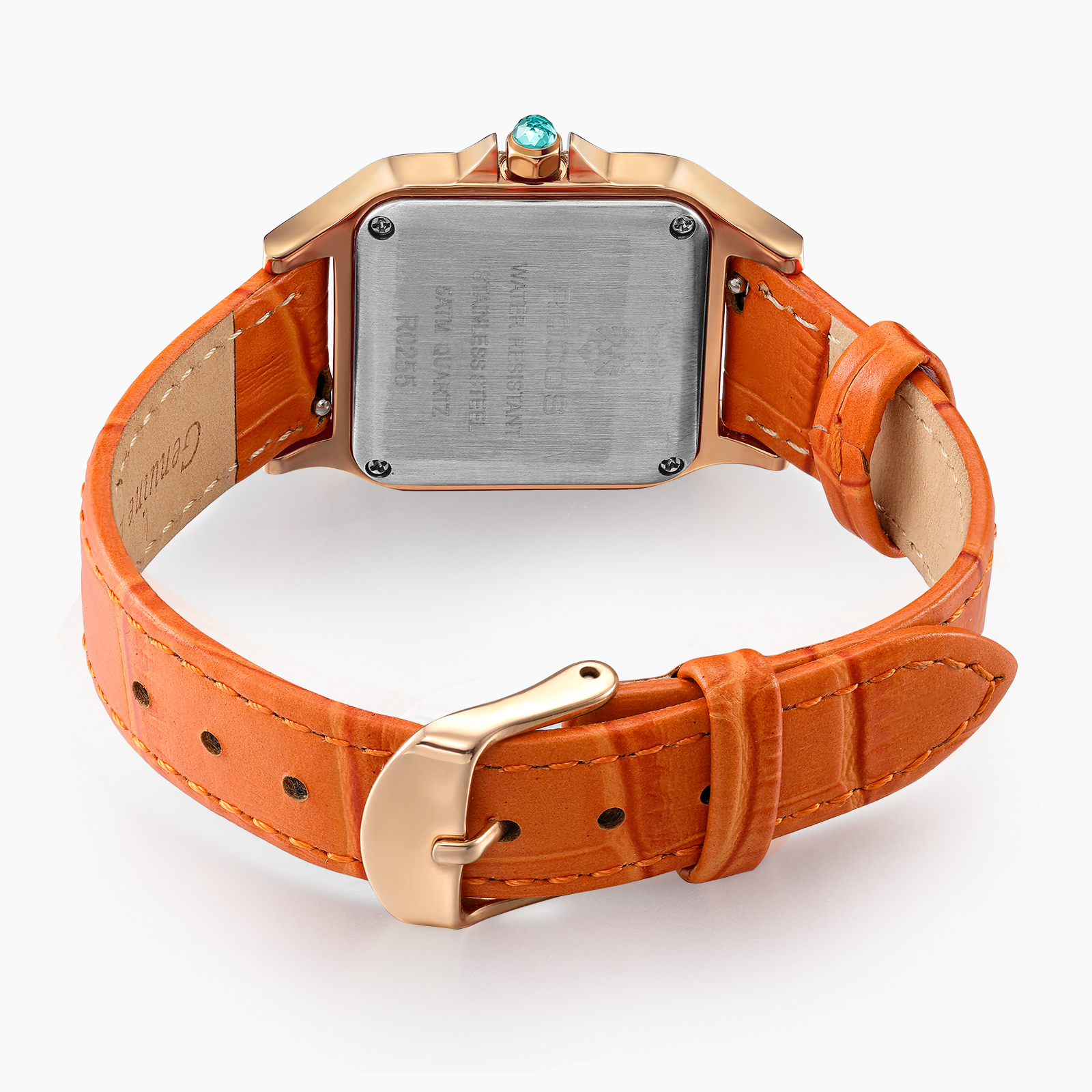 ROCOSJEWE Fashion Women's Watch Small Square Dial Waterproof Quartz Women's Watch Rose Gold Case Diamonds Vintage Roman Dial Ladies Gift R0255