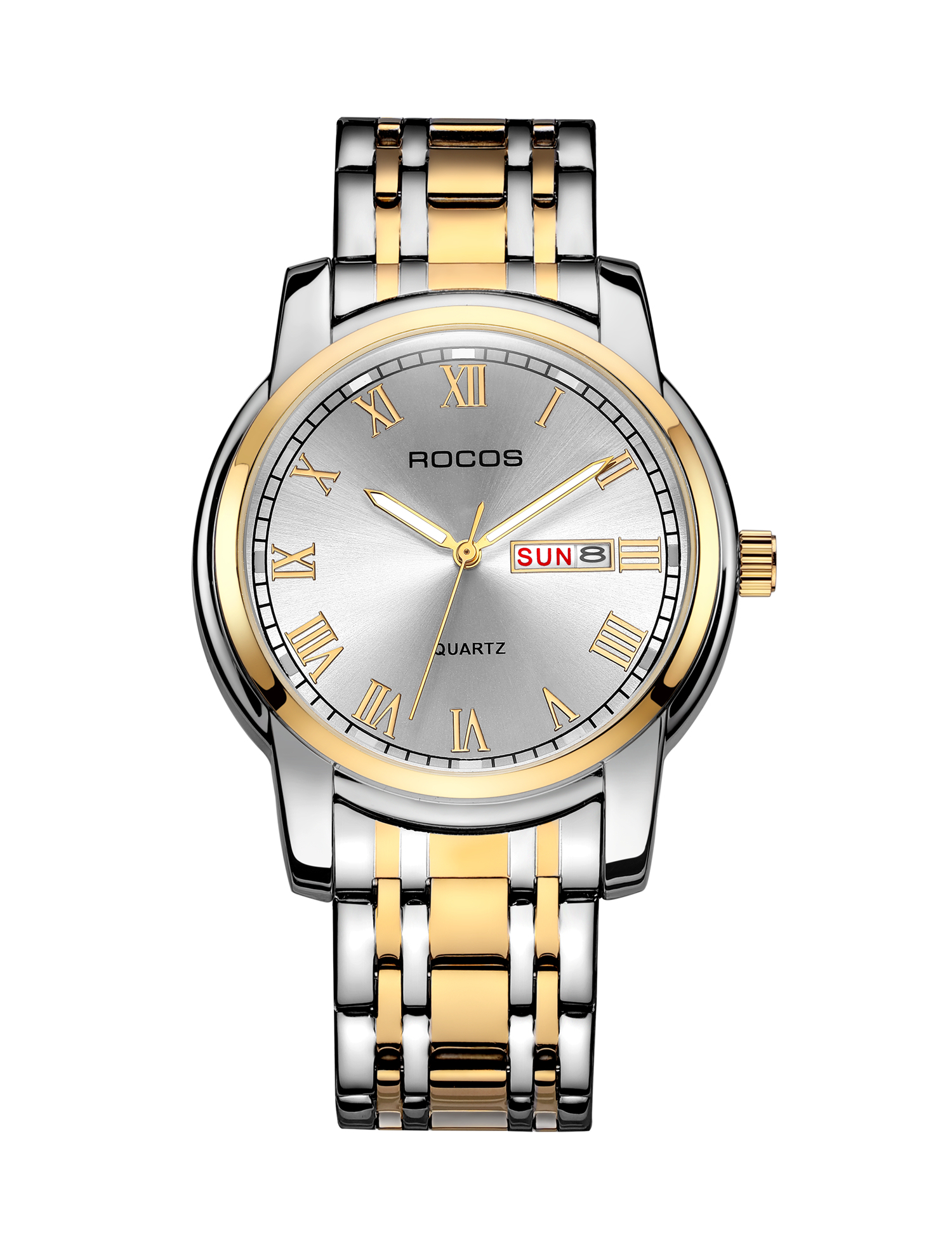 ROCOSJEWE Men's Qaurtz Watch, Minimalist Stainless Steel Gold Wacth R0904