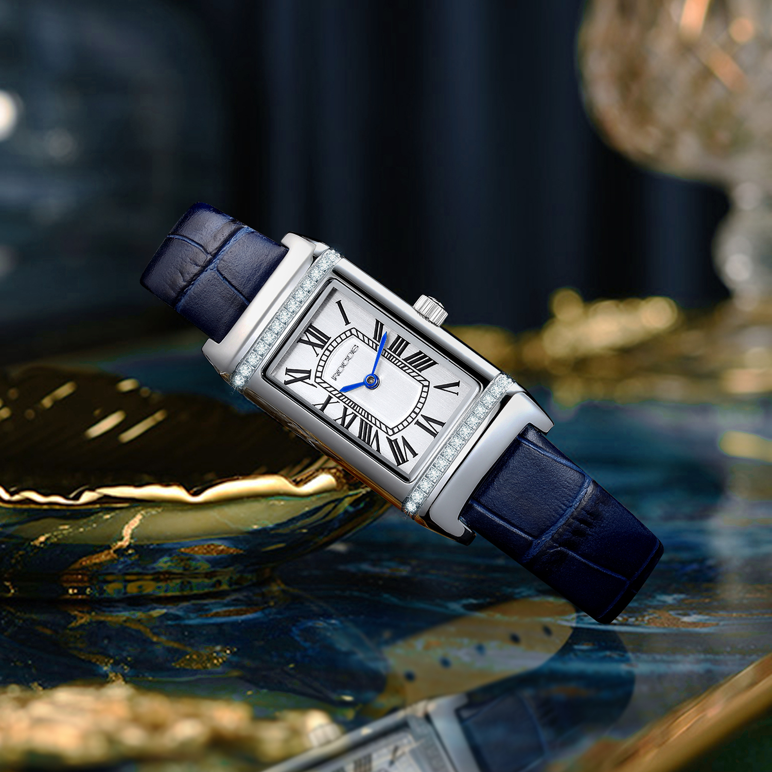 ROCOSJEWE Fashion Rectangle Women's Watch Vintage Roman Numerals Read Time Quartz Watch Waterproof Ladies Gift R0239