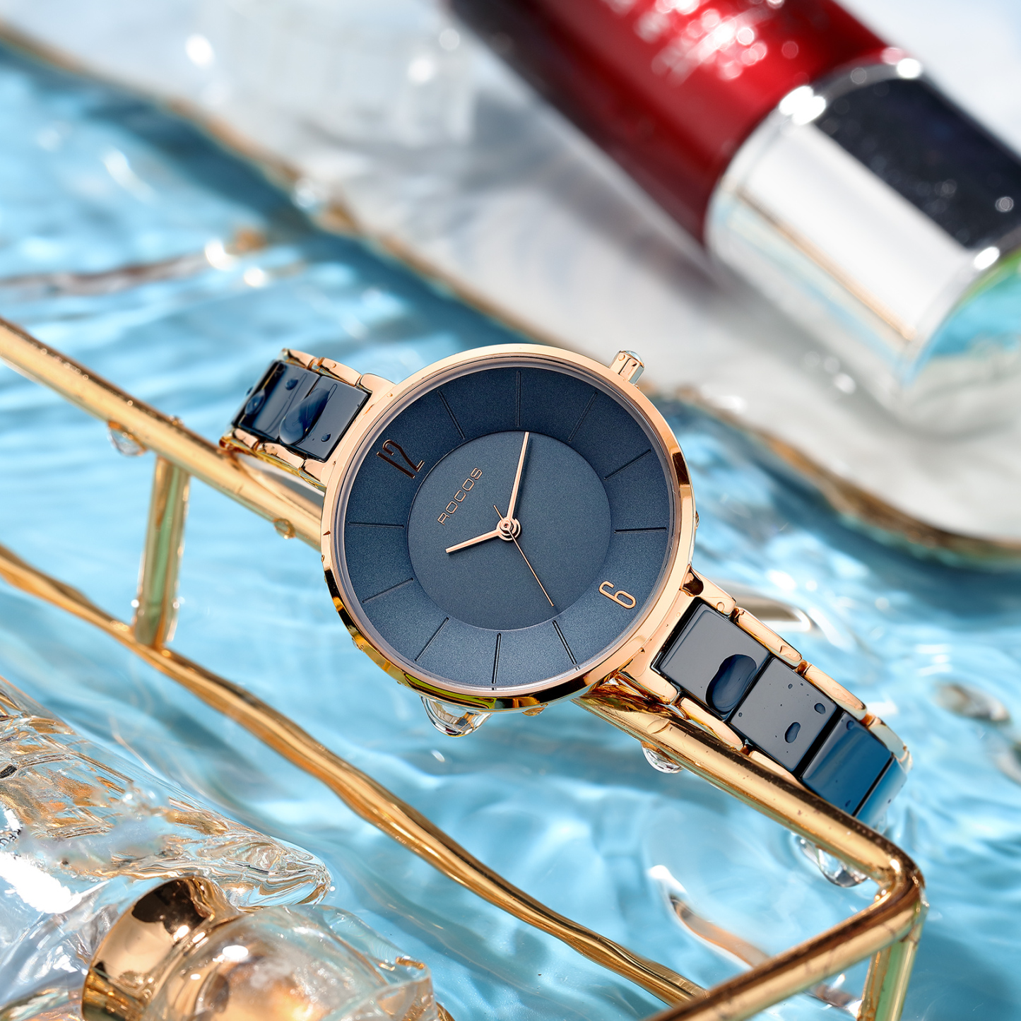 ROCOSJEWE Ladies Quartz Watch Womens Analogue watch with Ceramic Strap Women's Fashion Watch 35mm R0309